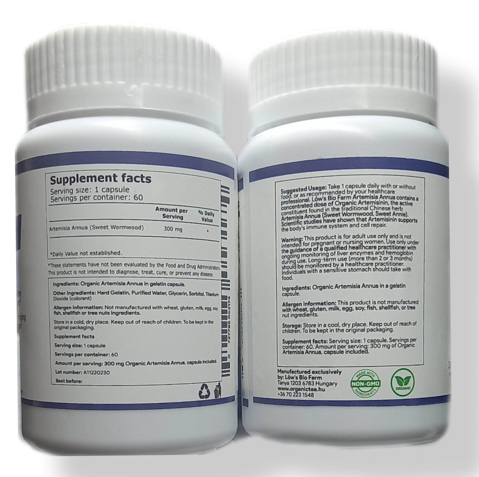 Lőw&rsquo;s Bio Farm Artemisia Annua Artemisinin capsule bottle
