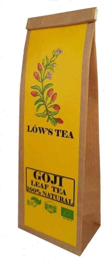 Yellow kraft bag of Goji Leaf Tea